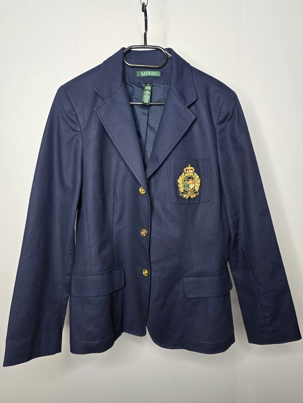 Lauren Ralph Lauren Navy Cotton Crest Blazer Gold Buttons Size 14 Heritage - Picture 2 of 11